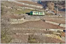 Impressionen vom Dépõt-Atelier AL in Aigle. BDeh 4/4 312 + Bt362 befinden sich mitten in den Rebbergen oberhalb des Dépõt. (14.12.2016)