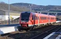 612 010 am 16.12.2016 auf dem Weg nach Hagen (RE17) im Bahnhof Arnsberg.
