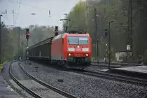 Am 17.04.2016 zieht diese BR 185 (185 188-0) einen Güterzug in Richtung Fulda. Aufgenommen bei der Durchfahrt Schlüchtern.
