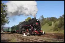 Ausfahrt L 3535 mit Sonderzug nach Rachiev am 14.10.2016 im Bahnhof Jassinija.