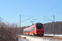 442 605 DB Regio mit einem entspannten Triebfahrzeugführer bei Oberlangenstadt am 06.01.2017.