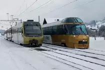 MOB: Zugskreuzung in Rougemont am 8. Januar 2017.
Foto: Walter Ruetsch