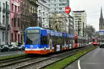 Niederflurwagen 4539 wurde eine neue Ganzgestaltung zum Jubiläum  150 Jahre Kölner Bank eG  angebracht. 
Hier zu sehen auf dem Salierring am 09.01.2017.
