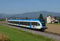 Der blaue VT 63.08 war am 30. September 2016 nach Wies-Eibiswald unterwegs und wurde von mir zwischen Groß St-Florian und Frauental-Bad Gams fotografiert.
