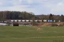 der Wurzacher Güterzug auf dem Rückweg von Bad Wurzach auf der Südbahn zwischen Aulendorf und Biberach, 13.1.2017   (letzte Fahrt)