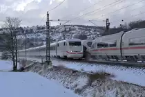 15.01.2017 Streckenabschnitt Uhingen 401 550-5 - zwei Generationen von ICE's begegnen sich
