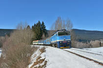 754 015 mit Sp 1962 am 13.02.2015 bei Spicak. 