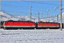 1144 201-1 + 144 060-2 in Buchs SG. (19.01.2016)