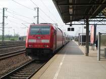 Die Br.146 215-9 fuhr 20.04.06 auf der SFS Stuttgart-Mannheim von Stuttgart bis nach Vaihingen/Enz und wieder Zur�ck. Man sieht das Dieser Bahnhof dierekt an der SFS liegt, den das LZB ist deutlich erkennbar. Hier stand die Lok in Vaihingen/Enz und fuhr 10min sp�ter wieder mit 160km/h �ber die SFS nach Stuttgart zur�ck. Die SFS ist bis 250km/h, aber die Br.146 hat ja eine V/max. von 160km/h.