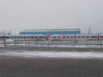 Die in der Farbgebung unterschiedlichen ICE-TD,am 19.Januar 2017,in Mukran.