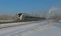1440 714 der MRB fährt mit der RB 26910 (Dresden Hbf - Zwickau (Sachs) Hbf) an dem kalten morgen des 19.01.2017 durch die Ortslage von Mosel.