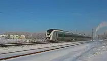 1440 210 der MRB fährt mit dem RE 26970 (Dresden Hbf - Hof Hbf) an dem kalten morgen des 19.01.2017 durch die Ortslage von Mosel.