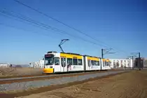 Straßenbahn Mainz / Mainzelbahn: Adtranz GT6M-ZR der MVG Mainz - Wagen 205, aufgenommen im Januar 2017 in Mainz-Bretzenheim.