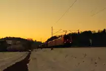 152 079-0 und 152 063-4 und 185 017-1 DB Cargo bei Kronach am 20.01.2017.