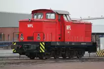 345 286-9(Lok 1)der Firma WFL der Firma WFL stand am Morgen des 22.01.2017 im Rostocker Fracht und Fischereihafen abgestellt. Foto wurde durch das Hafentor gemacht