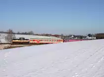 Die 212 311 mit einem Sonderzug am 20.01.2017 unterwegs bei Fahlenbach.