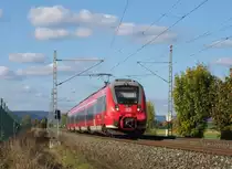 442 308 ist am 16.Oktober 2016 als RE nach N�rnberg bei Knellendorf in Richtung Lichtenfels unterwegs.