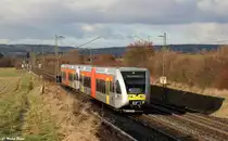Zwei GTWs der Hessischen Landesbahn auf einer Überführungsfahrt bei Bad Nauheim auf der Main-Weser-Bahn, aufgenommen am 05.01.17. 