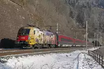 1116 153 (ÖAMTC) mit RJ533 beim Galgenbergtunnel am 24.01.2017.