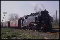 997246 ist hier am 17.3.1990 um 10.50 Uhr bei Niedersachswerfen mit dem P 14414 unterwegs nach Wernigerode.