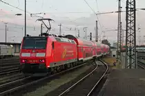 Nachschuss am frühen Morgen des 30.07.2015 auf die Freiburger 146 113-6  Baden Württemberg erfahren , als sie ihren RE (Basel Bad Bf - Offenburg) aus dem Startbahnhof gen Weil am Rhein schiebte.
