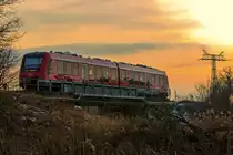 DB REGIO Lint 41 am frühen Abend auf der Ueckerbrücke bei Torgelow. - 26.01.2017