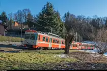 Be 4/12 der FLP an der Haltestelle Sorengo Laghetto am 24. Januar 2017.