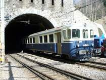 Autozug Steuerwagen BDt 50 63 82-33 946 bei der Einfahrt in den L�tschberg Tunnel in Goppenstein am 10.03.2007
