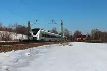 1440 711 fährt am 28.01.2017 als RE 26974 (Dresden Hbf - Hof Hbf) nahe dem Ortsteil  Glauchau Schönbörnchen vorbei.