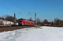 612 031-5 kommt am 28.01.2017 als RE 3660 (Glauchau (Sachs) - Göttingen) nahe dem Ortsteil Glauchau Schönbörnchen vorbei gefahren.