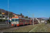 Ein FLP Be 4/12 verlässt am 24. Januar 2017 Caslano in Richtung Ponte Tresa.