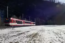 ABDeh 4/8 2024 als Regio von Zermatt nach Fiesch, am 29.1.17 zwischen Bitsch und M�rel.