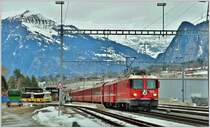 RE1244 mit Ge 4/4 II 612  Thusis  in Untervaz-Trimmis. (30.01.207)