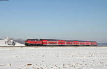 218 420-8 mit dem RE 57500 (München Hbf-Füssen) bei Rieden 22.1.17