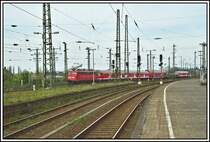 115 323 f�hrt am 13.04.2007 mit einem PbZ von M�nster (Westf) Richtung Hamm (Westf) Rangierbahnhof. 