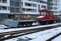 CEV/MVR: Am 9. Januar 2017 wartete der Te 82 mit dem Schneepflug in Vevey auf den nächsten Schnee.
Walter Ruetsch