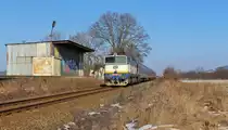 754 029-7 am 13.02.17 mit dem Rx 776 Pancíř in Bezděkov u Klatov.  