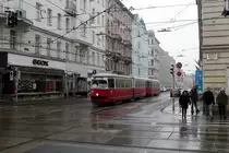 Wien Wiener Linien SL 5 (E1 4781 + c4 1316) IX, Alsergrund, Spitalgasse / Alser Straße am 17. Februar 2017. - Die Alser Straße folgt dem ehemaligen Verlauf des Baches Als.