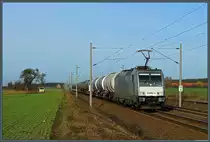 186 261-4 von CTL Logistics am 25.02.2017 mit einem Kesselzug bei Rodleben.