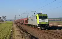 Am 15.02.17 rollte 185 562 mit einem leeren Autozug durch Rodleben Richtung Roßlau.