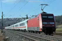 16.02.2017 Streckenabschnitt Uhingen 101 001-6, ... schiebt.