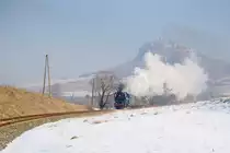 477.013 kurz nach der Ausfahrt aus Spišské Podhradie - im Hintergrund ist Spišský hrad (= Zipser Burg) zu sehen. (16.02.2017)