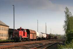 363 167 steht am Abend des 20.04.07 mit dem G�terzug nach Zwickau (�ber Chemnitz Hbf) abfahrbereit in Chemnitz-S�d.
