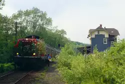 212 308 in Vollme, 31.05.1986, letzte Fahrt Brügge - Meinerzhagen - Marienheide