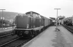 V 100 und Umbaudreiachser - bis in die 1970er Jahre ein vertrautes Bild auf vielen Nebenstrecken (und Modellbahnanlagen !).