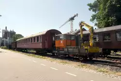 KAPPELN (Kreis Schleswig-Flensburg), 17.07.2021, abgestellte Museumsfahrzeuge auf dem stillgelegten Bahnhof Kappeln; in den Sommermonaten gibt es allerdings Sonderverkehr über Süderbrarup