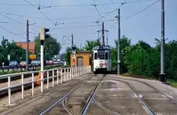 Linie 3 der Heidelberger Straßenbahn nach Leimen, Haltestelle Burgstraße (TW 234).