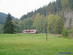 Am 03.10.2007 ist der 642 034-3 als RB 27687 von Heidenau nach Altenberg (Erzgeb.) zwischen B�renhecke-Johnsbach und B�renstein (b.