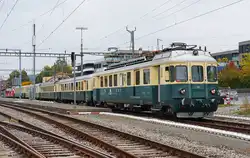 Mit dem Bierzug verlässt der BDe 4/4 II 201 