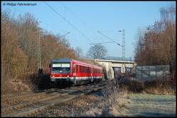628 340-2 f�hrt am 22.12.07 als RE 22527 von Crailsheim nach Ulm Hbf in den Hofener Hp ein, Streckenkilometer 76,2 der Remsbahn (KBS 786).